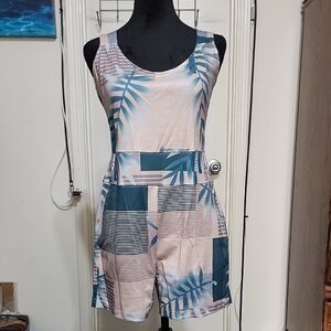 Tropical Leaf Print Romper